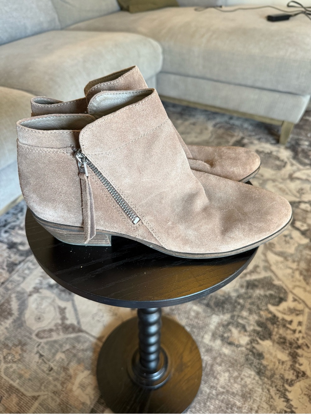 Sam Edelman Womens Packer Duel Zippers Suede Ankle Bootie US 10.5 M Dark Taupe